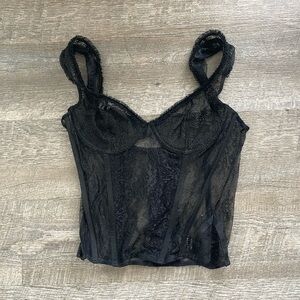 Lioness/Urban Outfitters Lace Black Corset Top